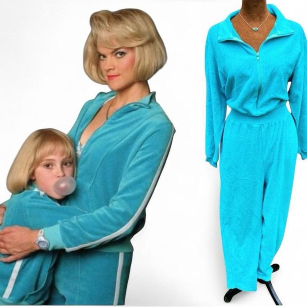 ASO 2005 Violet Beauregarde Cosplay Costume Blue Vintage Velour Tracksuit